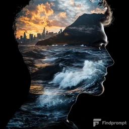 Фотография с двойной экспозицией на черном фоне